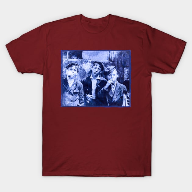 Blue - Smoking Newsies 1910 - Boys smoking St. Louis, Missouri T-Shirt by pocketlama